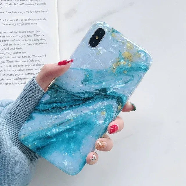 Glitter Marble Case For iphone 7 XR XS MAX Case Soft TPU Back Cover For iphone 6 6S 7 8 Plus iphone X XR Case Cover Phone Case - Shello's Creative Boutique
