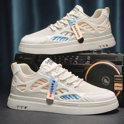 Breathable mesh shoes men's small white shoes thick soled sports and leisure board shoes - Shello's Creative Boutique
