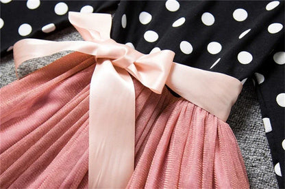 Dot Long Sleeve Dress For Girls Clothing Child Costume Baby Girl Clothing Teenager School Daily Wear Sashes Kids Casual Clothes - Shello's Creative Boutique