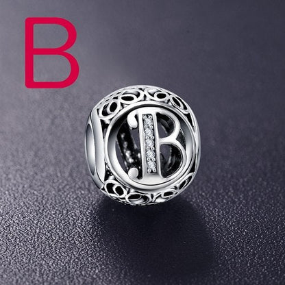 Real 925 Sterling Silver Vintage Clear Letter Bead Charms Fit Pandora Women Charm Bracelets Silver Jewelry eprolo