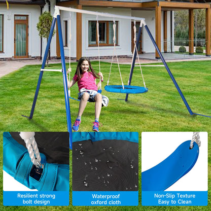 Kids Metal Swing Set for Backyard Outdoor Playground Two Functional Swing Set For Kids Outdoor Equipment - Shello's Creative Boutique