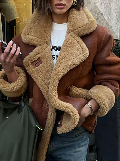 European and American long sleeved fur one-piece lamb wool Jacket - Shello's Creative Boutique