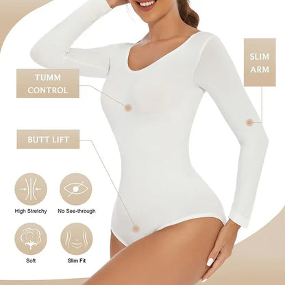 Bodysuit Body Hugging Body Lifting Body Shaping Women's Bodysuit Long Sleeve Body Slimming Cloth Body Shaping - Shello's Creative Boutique