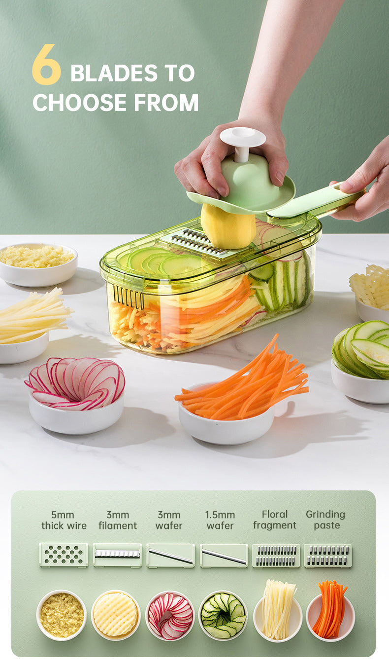 New Multifunction Vegetable Cutter With Basket And Brush Portable Slicer Chopper Kitchen Tools eprolo