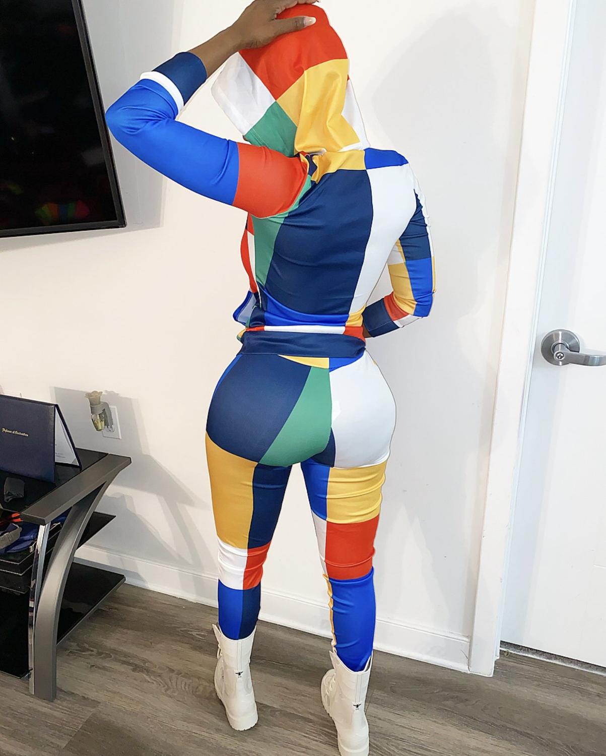ADFVAT Colorful Plaid Print Two Piece Tracksuit Women Long Sleeve Hooded Top And Fitness Long Pant Casual Sporty Sets ALS165 eprolo