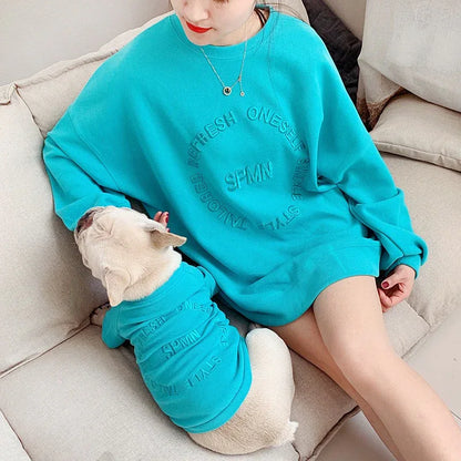 Spring And Autumn Kitten Pet Parent-Child Clothing Cat Clothes Embroidered Dog Clothing Long-Sleeved T-Shirt - Shello's Creative Boutique