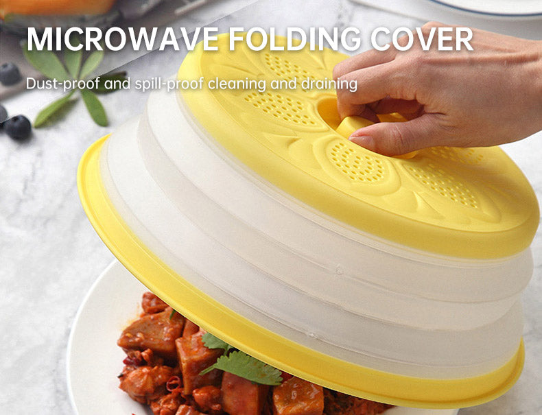 Collapsible Microwave Cover Lid Folding Plate Cover Colander Strainer Fruit Vegetables Washing Basket Plate Lid Kitchen Tools eprolo