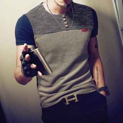 Men's Casual Patchwork Short Sleeve T-Shirt - Shello's Creative Boutique