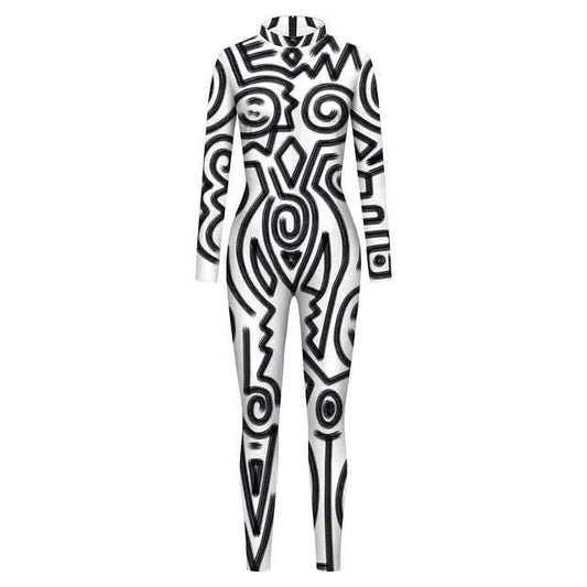 Eprolo Geometry Print Holiday Party Bodysuit for Women
