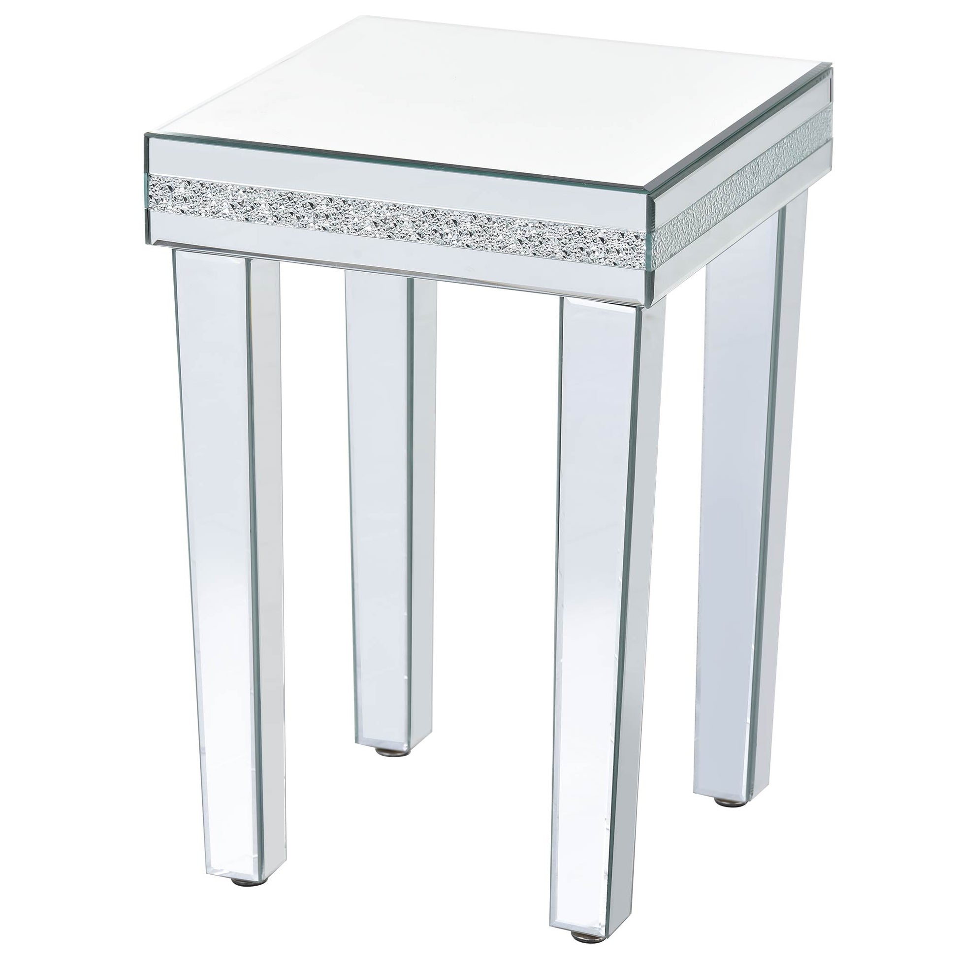 ON-TRANS glass mirror edge table, easy to assemble crystal design and adjustable height leg edge table, silver eprolo