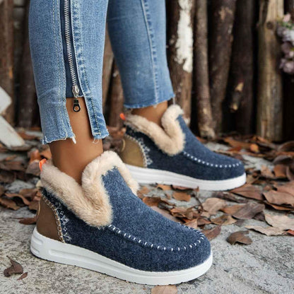 Women's Furry Snow Boots - Warm Flat Winter Boots - Shello's Creative Boutique