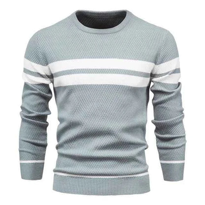 New Autumn Pullover Men's O-neck Patchwork Long Sleeve Warm Slim Sweaters Casual Fashion Sweater