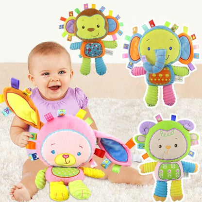 Happy Monkey Plush Rattle - Soft Stuffed Animal Toy 0-12M - Shello's Creative Boutique