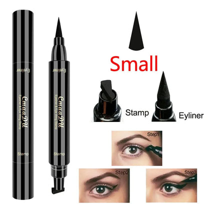 Cmaadu 2 In1 Stamp Seal Eyeliner Pen Waterproof Liquid Eyeliner Pencil Long Lasting Quick Dry Natural Make Up Black Liner - Shello's Creative Boutique