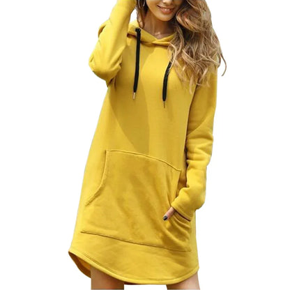 Vintage Spring Dress - Hooded Long Sleeve Casual Midi Dress for Women | Plus Size S-3XL - Shello's Creative Boutique
