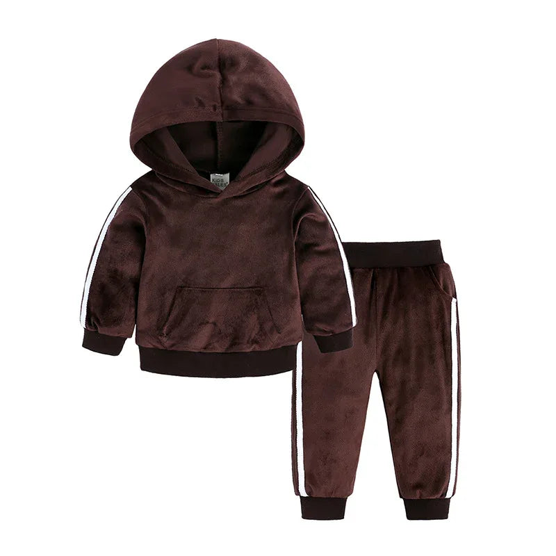 Children's Clothing Boys And Girls Suits Sports And Leisure Gold Velvet Two-Piece Children's Clothes - Shello's Creative Boutique