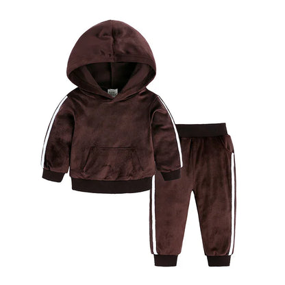 Children's Clothing Boys And Girls Suits Sports And Leisure Gold Velvet Two-Piece Children's Clothes - Shello's Creative Boutique