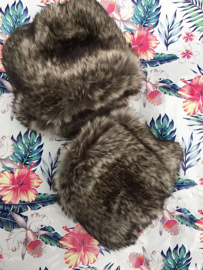 Luxe Winter Wrist Gloves – Faux Rabbit Fur with Oversized Sleeves - Shello's Creative Boutique