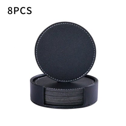 Creative PU leather coaster Exquisite insulated tea water cushion Square leather coaster - Shello's Creative Boutique