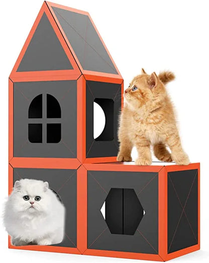 Cardboard Cat House Scratcher Breathable Pet Foldable Cat Toys And House For Cats - Shello's Creative Boutique