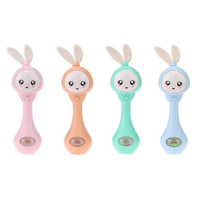 Musical Flashing Baby Rattles Infant Bells Juguetes Rabbit Hand Bells Rattles Newborn Baby Toy Early Educational Baby Toys 0-12M eprolo