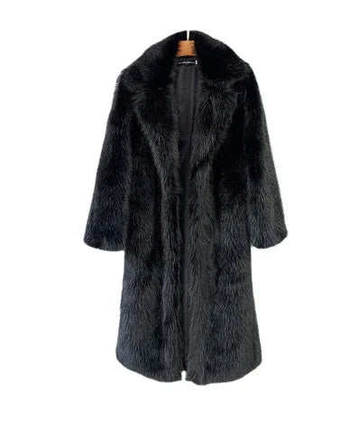 Winter Fluffy Jacket Women Solid Lapel Long Faux Fox Fur Coat Ladies Furry Warm Pink White Jacket Trench Coats Tops - Shello's Creative Boutique