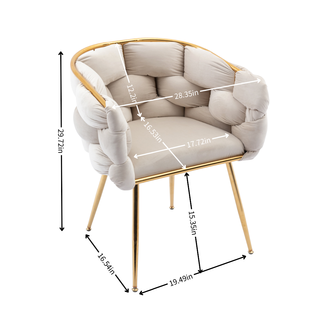 Luxury modern simple leisure velvet single sofa chair bedroom manicure table back chair beige Shello Creative Boutique