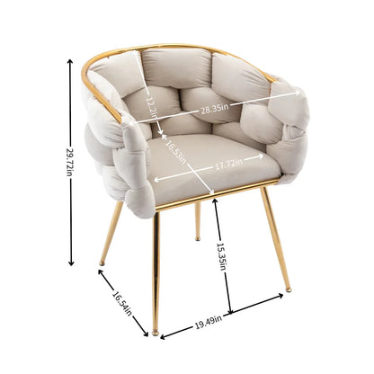 Luxury modern simple leisure velvet single sofa chair bedroom manicure table back chair beige - Shello's Creative Boutique