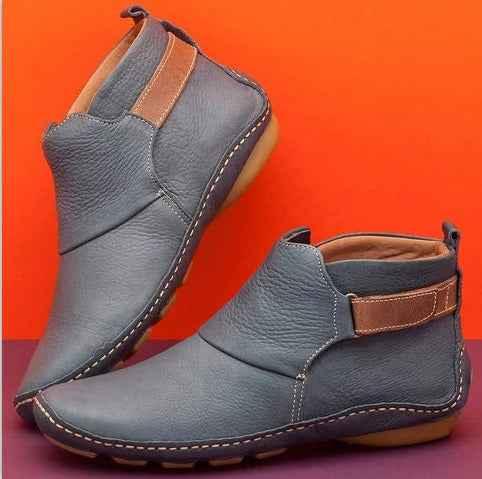 Women's Velcro Martin Boots - Flat Ankle Boots - Shello's Creative Boutique