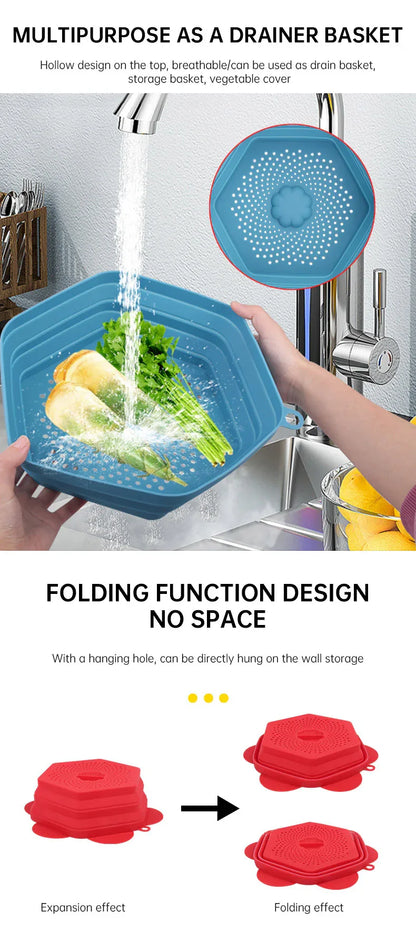 Microwave Oven Anti Spluttering Lid Collapsible Silicone Microwave Food Cover with Plate Microwave Cover lids - Shello's Creative Boutique