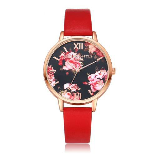 Women Flowers Bracelet Watch 