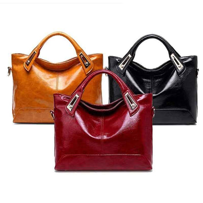 Women's Oil Wax Leather Shoulder Bag - Designer PU Leather Handbag - Shello's Creative Boutique