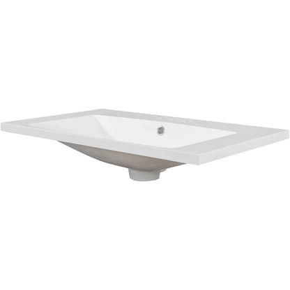 30" Single Bathroom Vanity Top with White Basin, 3-Faucet Holes, Ceramic, White - Shello's Creative Boutique