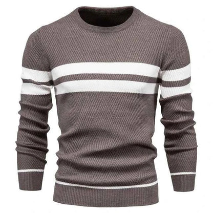 New Autumn Pullover Men's O-neck Patchwork Long Sleeve Warm Slim Sweaters Casual Fashion Sweater