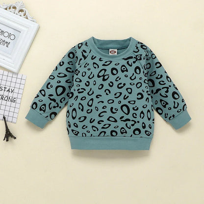 Kids Clothes Set Cartoon Print Baby Boy Girl Clothing Infant Baby Girl Boy Leopard Print T-shirt Sweater Coat Tops Pants Outfits - Shello's Creative Boutique