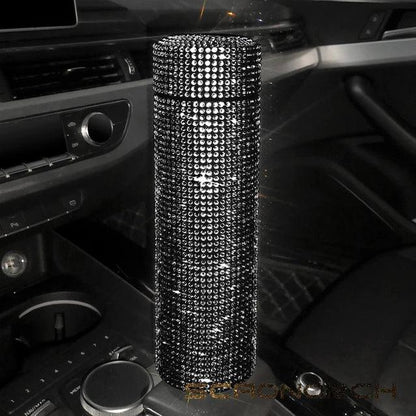 Bling Rhinestone Thermos Bottle Insulated Double Wall Stainless Steel Water Bottle Coffee Travel Car Coffee Mug Cup Vacuum Flask - Shello's Creative Boutique