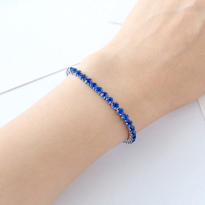 Luxury Blue Crystal Bracelet For Wedding Silver Bracelet Rhinestone Charm Women Bangles Jewelry Pulseira Feminina BR520 eprolo
