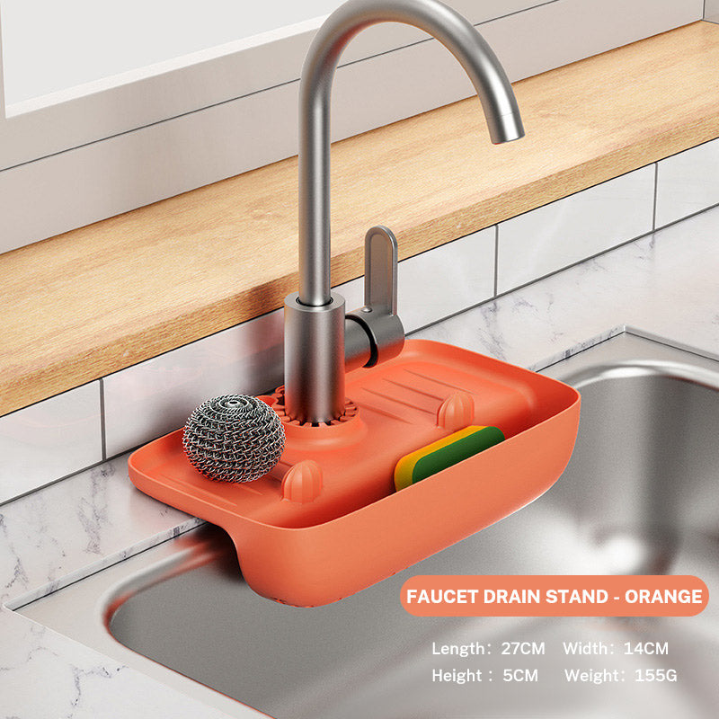 Faucet Splash Proof Drainage Rack, Sink Water Collection Pad, Kitchen Cloth, Sponge Wipe, and Drainage Storage Rack eprolo