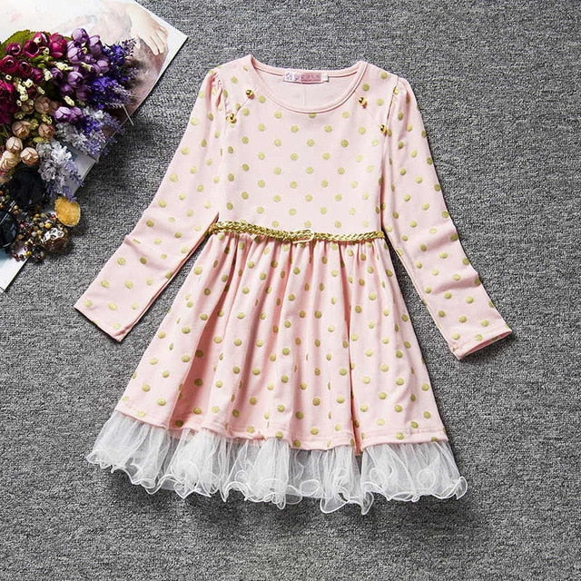 Dot Long Sleeve Dress For Girls Clothing Child Costume Baby Girl Clothing Teenager School Daily Wear Sashes Kids Casual Clothes Shello Creative Boutique