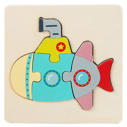 Wooden Small Puzzle Young Children Early Education Puzzle Card Buckle Three-Dimensional Animal Cartoon Shape Matching Puzzle Board Toys eprolo