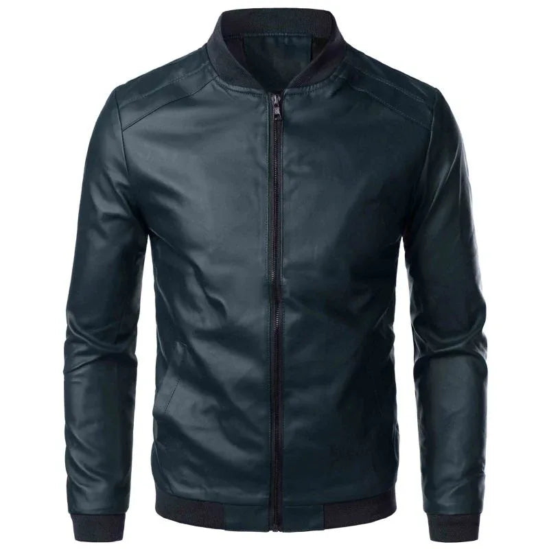 Men's Casual PU Leather Knit Jacket - Shello's Creative Boutique