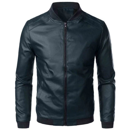 Men's Casual PU Leather Knit Jacket - Shello's Creative Boutique