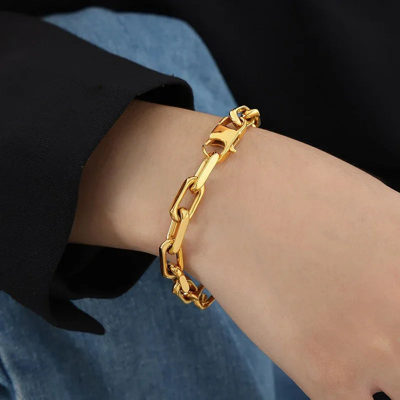 18K Gold Cuban Chain Thick Chain Design High-end Bracelet Necklace - Shello's Creative Boutique