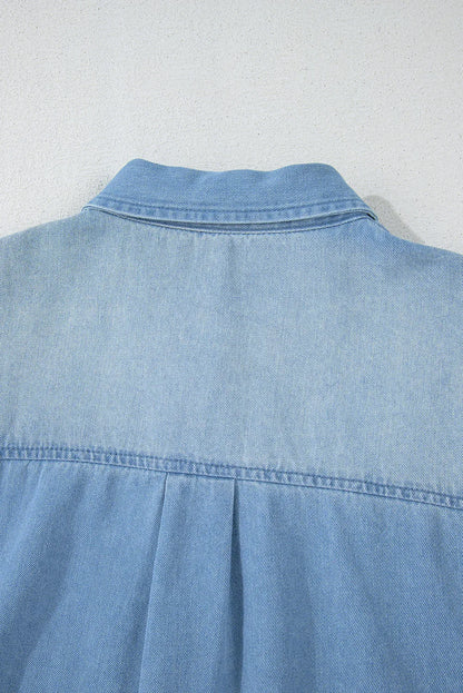 Beau Blue Denim Shirt Dress - Washed Raw Hem Casual Dress - Shello's Creative Boutique