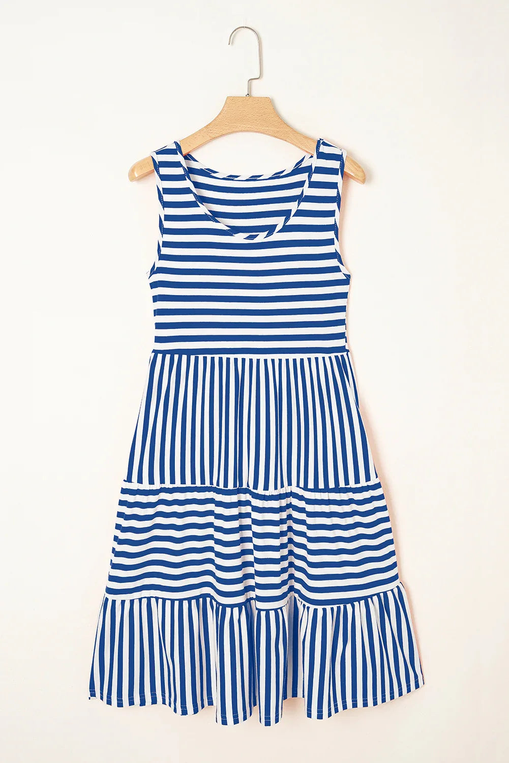 Rose Stripe U Neck Sleeveless Loose Fit Mini Dress - Shello's Creative Boutique