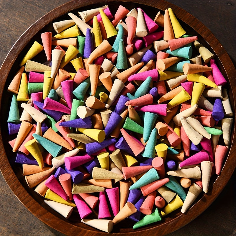 Assorted Backflow Incense Cones, Lavender Scent, Mixed Colors Home & Bathroom Air Purifying Wooden Incense Particle, Long-Lasting Fragrance - Shello's Creative Boutique