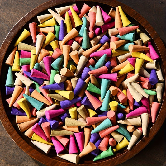Assorted Backflow Incense Cones, Lavender Scent, Mixed Colors Home & Bathroom Air Purifying Wooden Incense Particle, Long-Lasting Fragrance - Shello's Creative Boutique