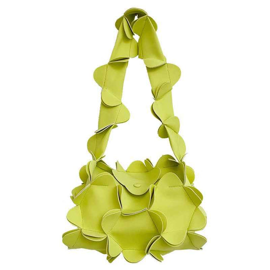 Mori Soft Girl Petal Bag Three-Dimensional One-Shoulder PU Underarm Bag for Ladies