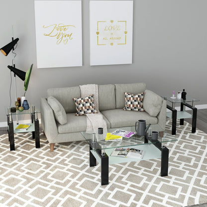 Set of 2 Modern Tempered Glass Tea Tables – Sleek, Modern Elegance for Your Home - Shello's Creative Boutique