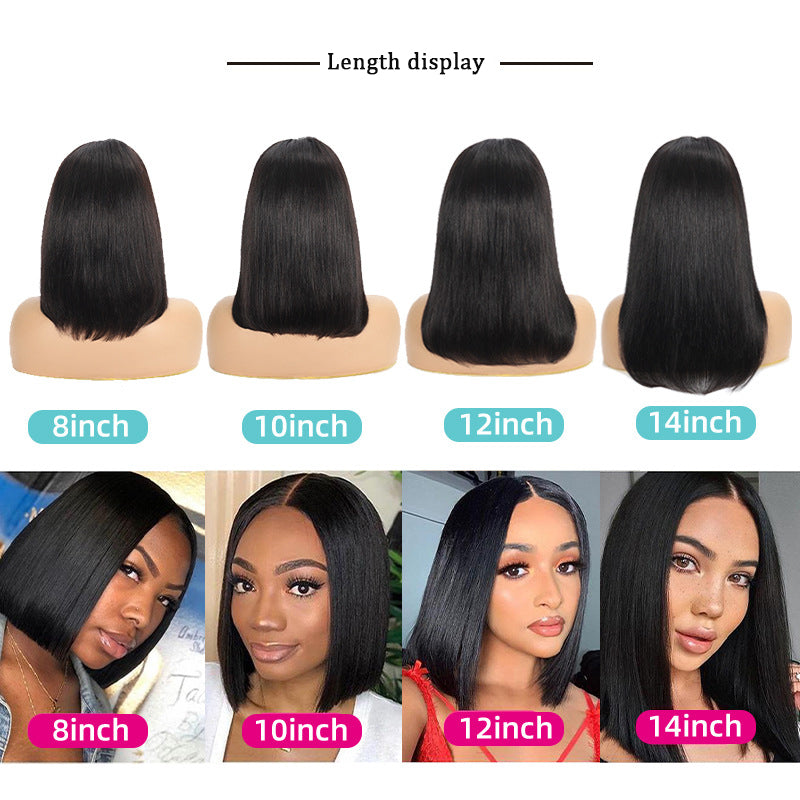 Front Lace Wig Headband Real Human Hair 13 * 4 Bob Wig Straight Human Hair Shello Creative Boutique